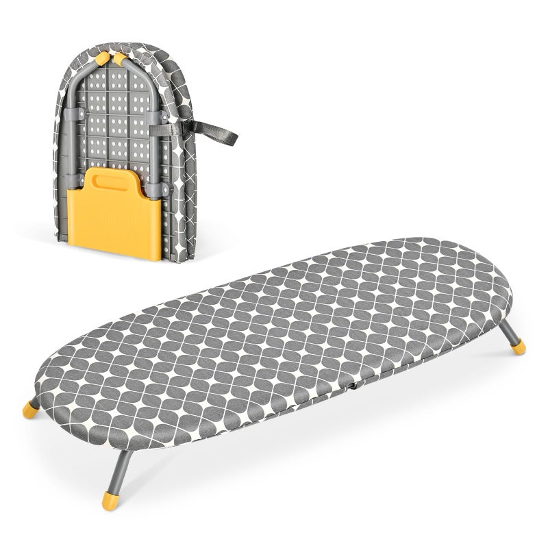 APEXCHASER Foldable Ironing Board, Tabletop Small Iron Board with Heat Resistant Covers, Portable Folding Mini Iron Table with Non-Slip Feet for Home, Laundry Rooms, Dorms, Travel Use, Yellow - Image 1