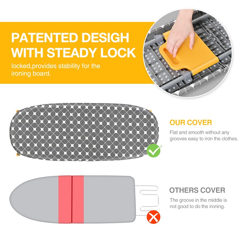 APEXCHASER Foldable Ironing Board, Tabletop Small Iron Board with Heat Resistant Covers, Portable Folding Mini Iron Table with Non-Slip Feet for Home, Laundry Rooms, Dorms, Travel Use, Yellow - Image 3