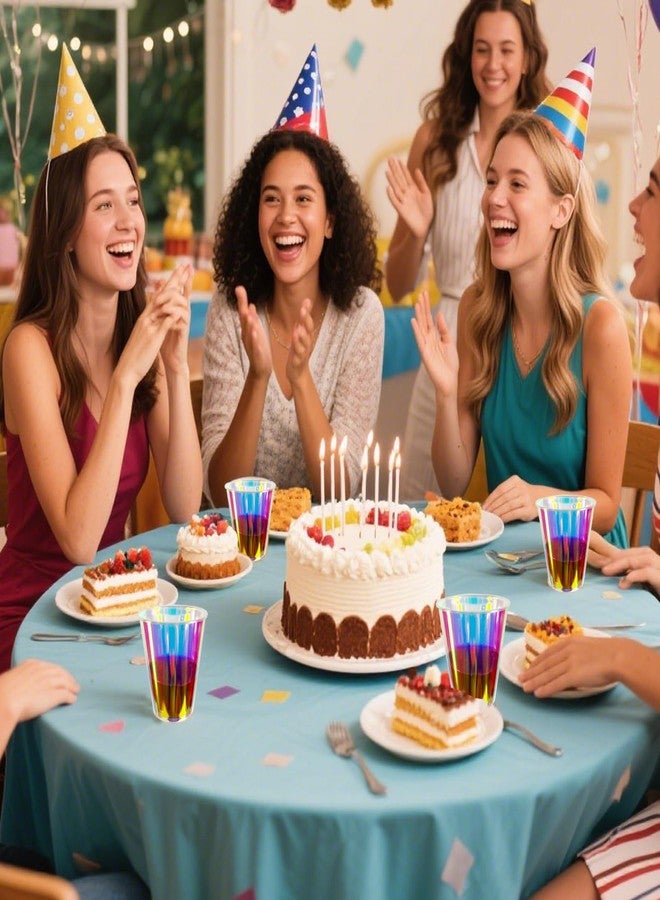 مجموعة من 25 كوبًا بلاستيكيًا سميكًا متقزح اللون من Djenpinex سعة 12 أونصة - أكواب شفافة ثلاثية الأبعاد بألوان قوس قزح ذات سطح لامع للاستخدام مرة واحدة لحفلات توديع العزوبية وحفلات الزفاف وأعياد الميلاد والتخييم (سطح لامع) - Image 5