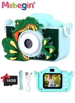 MEBEGIN Dinosaur Shape Kids Toy Camera for Kids 1080P HD Toddler Digital Video Camera with 16G SD Card,Portable HD 48 Million Pixels Kids Selfie Camera Perfect Birthday Gifts Green  - Image 1