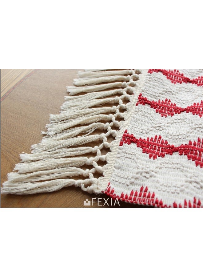 FEXIA Christmas Red Table Runner 13x72 Inches Long Christmas Runner for Table Boho Table Decor Rustic Farmhouse Xmas Decoration for Home Party Decor (Red Square) - Image 4