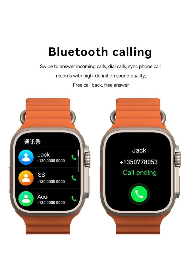 ELTRAZONE - 2022 New S8 ultra Smartwatch Series 8 I S8 49mm 1.99 Inch Screen 4 Small Game Dual Straps Ultra8 Smart Watch with Silicone + Nylon Strap (Orange) - Image 1