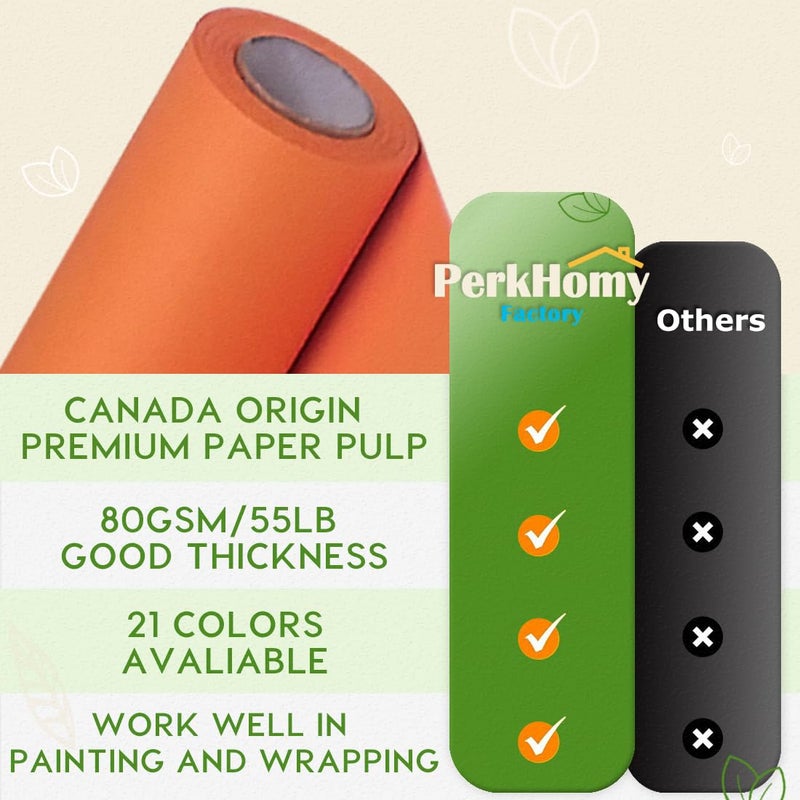 PH PERKHOMY PerkHomy OrangeRed Kraft Paper Roll 17.5" x 960" (80') for Gift Wrapping Bouquet Flower Art Painting Craft Writing Packaging Shipping 80GSM 55LB (OrangeRed, 17.5" x 80') - Image 3