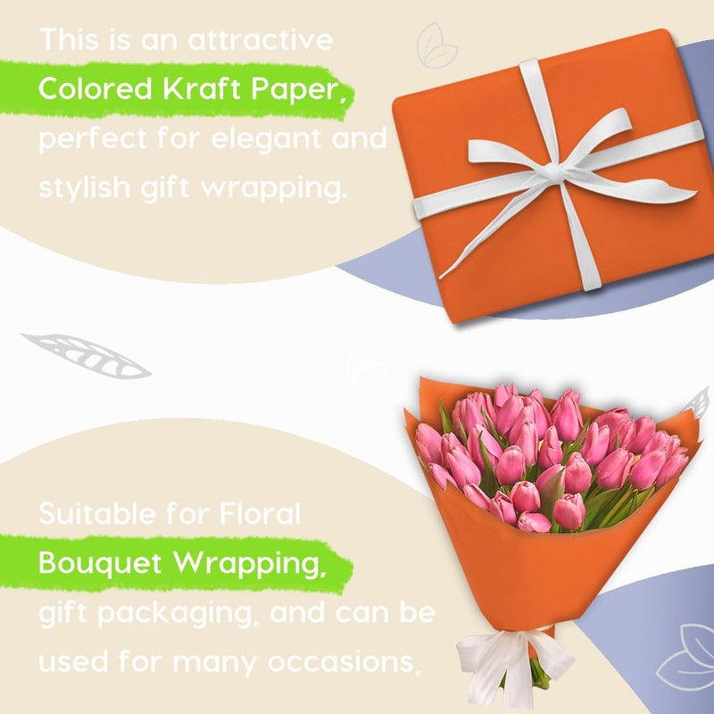 PH PERKHOMY PerkHomy OrangeRed Kraft Paper Roll 17.5" x 960" (80') for Gift Wrapping Bouquet Flower Art Painting Craft Writing Packaging Shipping 80GSM 55LB (OrangeRed, 17.5" x 80') - Image 4