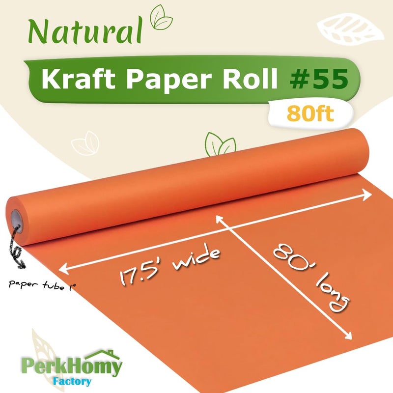 PH PERKHOMY PerkHomy OrangeRed Kraft Paper Roll 17.5" x 960" (80') for Gift Wrapping Bouquet Flower Art Painting Craft Writing Packaging Shipping 80GSM 55LB (OrangeRed, 17.5" x 80') - Image 2