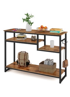 AGD Console Table with 4-Tier Storage Shelves, Entryway Side Table with Charging Station and Power Outlet for Living Room, Office, Home 120*30*90cm  - Image 2
