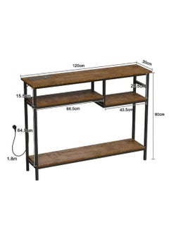 AGD Console Table with 4-Tier Storage Shelves, Entryway Side Table with Charging Station and Power Outlet for Living Room, Office, Home 120*30*90cm  - Image 4