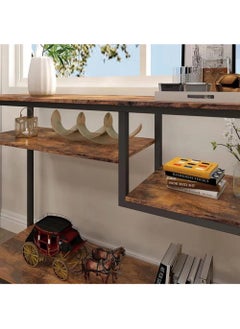 AGD Console Table with 4-Tier Storage Shelves, Entryway Side Table with Charging Station and Power Outlet for Living Room, Office, Home 120*30*90cm  - Image 5