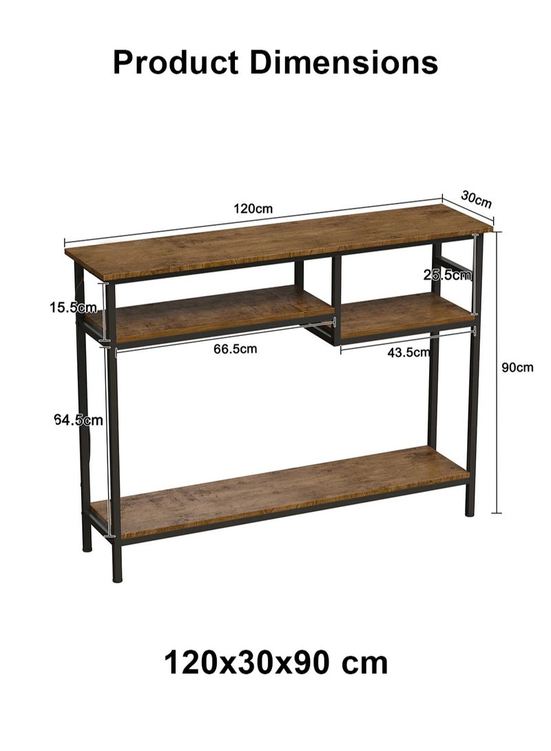 AGD Console Table with 4-Tier Storage Shelves, Entryway Side Table for Living Room, Office, Home 120*30*90cm - Image 2