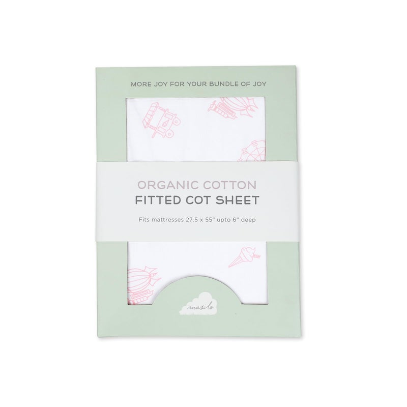 Masilo 100% Organic Cotton Crib Fitted Sheets for Crib Mattress-Cradle Fitted Cot Sheet-Fits Upto 6" deep-All Round Elastic for Secure fit - Carnival Pink - Image 3