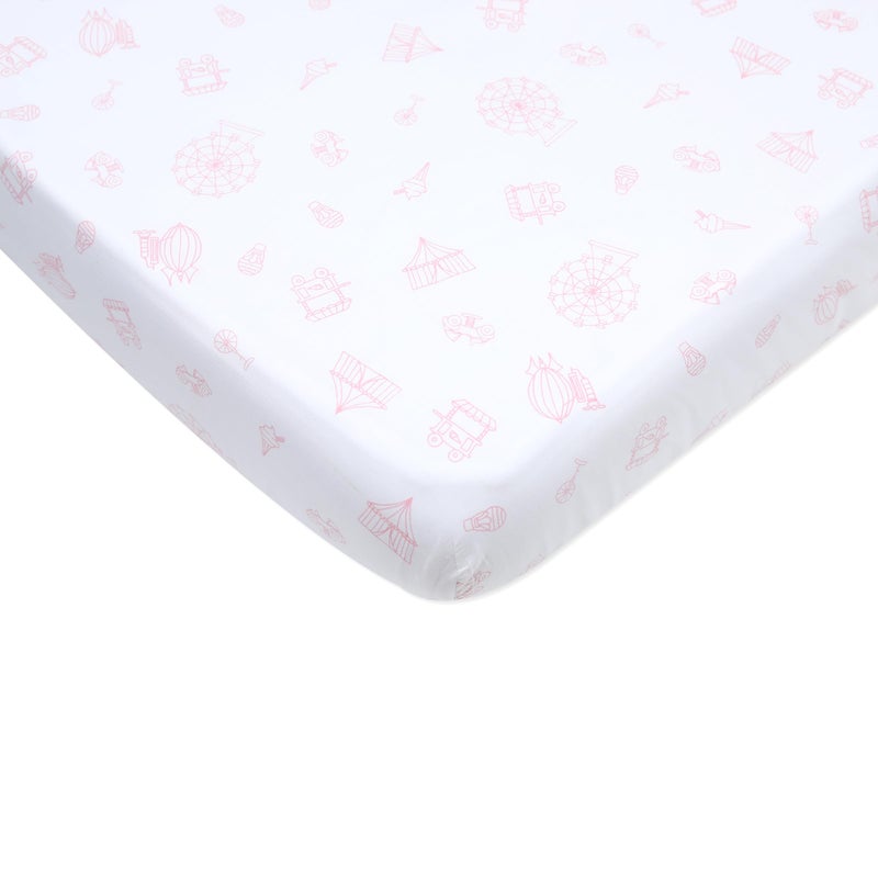 Masilo 100% Organic Cotton Crib Fitted Sheets for Crib Mattress-Cradle Fitted Cot Sheet-Fits Upto 6" deep-All Round Elastic for Secure fit - Carnival Pink - Image 1