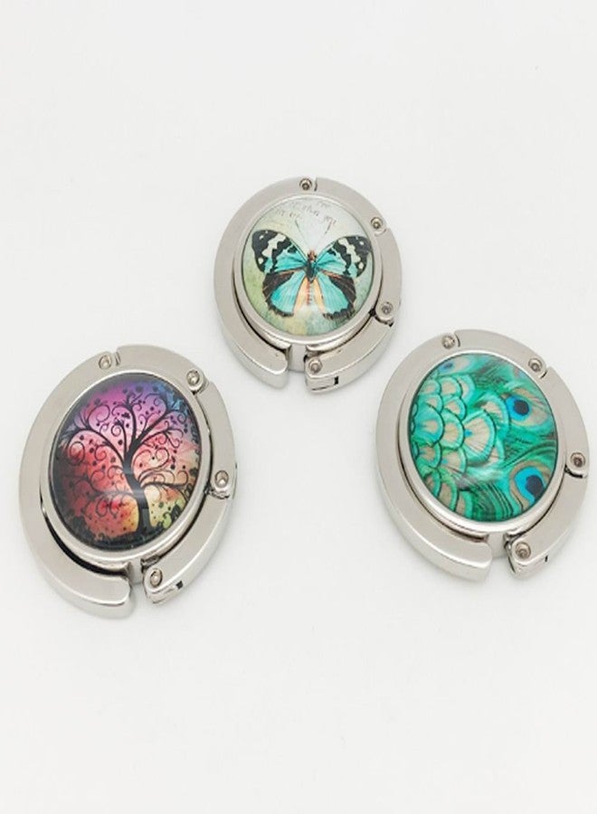 ROFLYER Purse Hook Set of 3 - Butterfly,Wish Tree,Peacock Foldable Handbag Hanger Safer Cleaner Bag, Fold Up for Easy Storage,Folding Table Hanger, with Velvet Pouch - Image 3