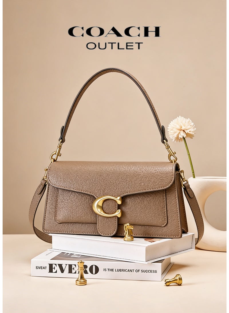 coachoutlet Premium Coach Designer Crossbody Bag, Taupe Pebbled Leather, Ideal Gifting Option for Middle Eastern Women - Image 1