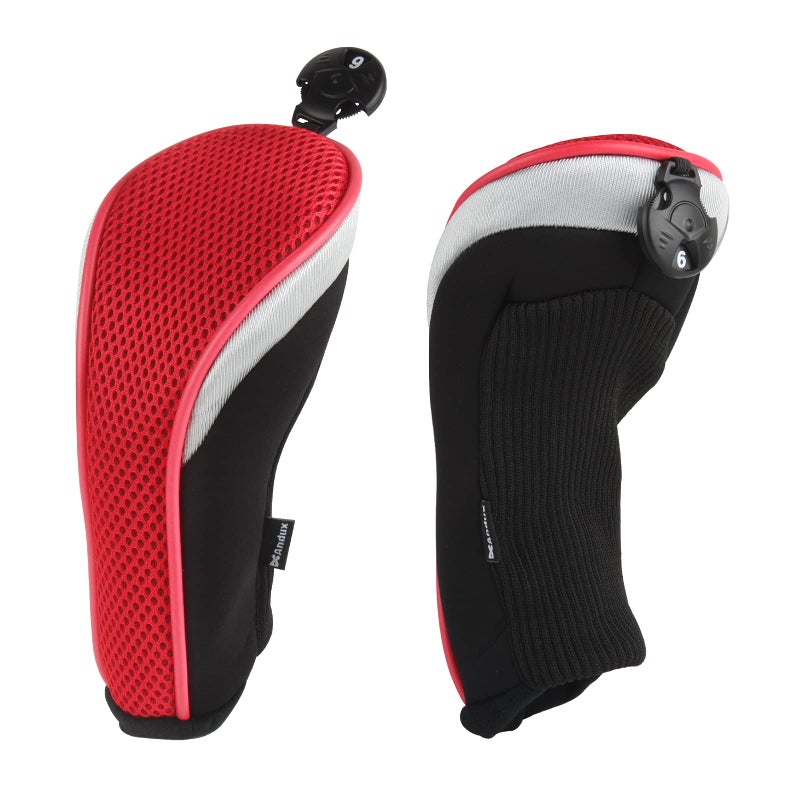 Andux Golf Hybrid Club Head Covers with Dial No. Tag Pack of 3 (All The Same Size) Black/red - Image 4