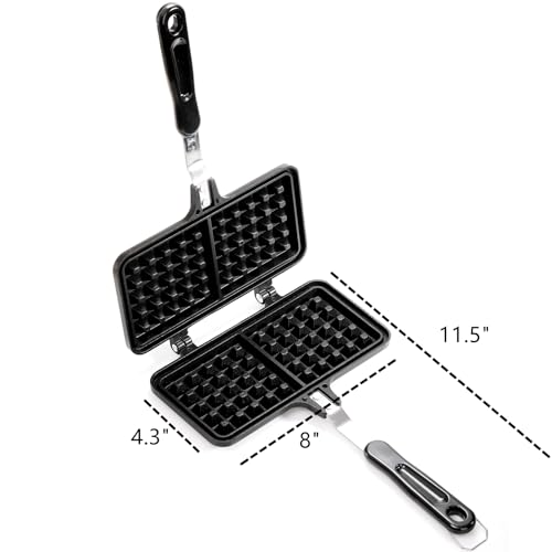Dicunoy Non-stick StoveTop Waffle Maker, 8" Portable Aluminum Pan for Sandwich Toaster, Breakfast - Image 4