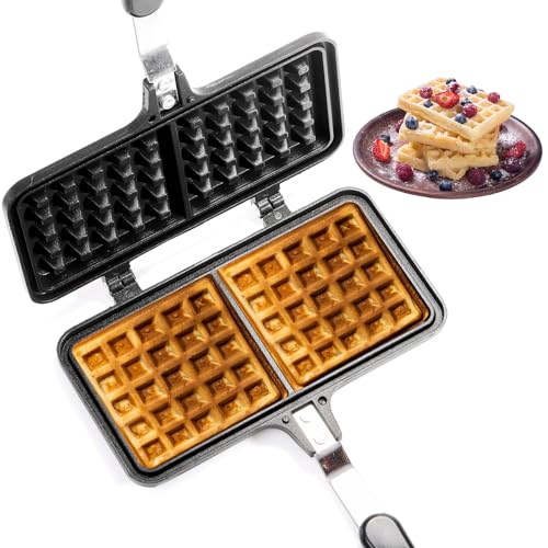 Dicunoy Non-stick StoveTop Waffle Maker, 8" Portable Aluminum Pan for Sandwich Toaster, Breakfast - Image 2