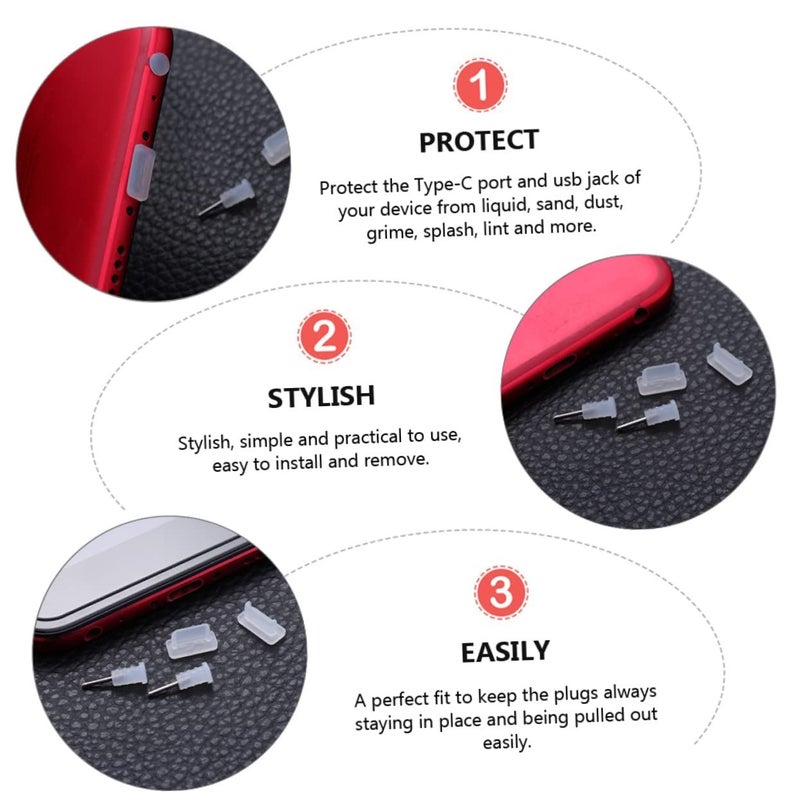 Housoutil 40 Pairs Type C USB Stoppers Phone Accessories Earphone Protective Plugs Easy Installation Random Styles Cleaning Brushes Included Black 1.4 X 0.4 Cm 2 Pairs - Image 4