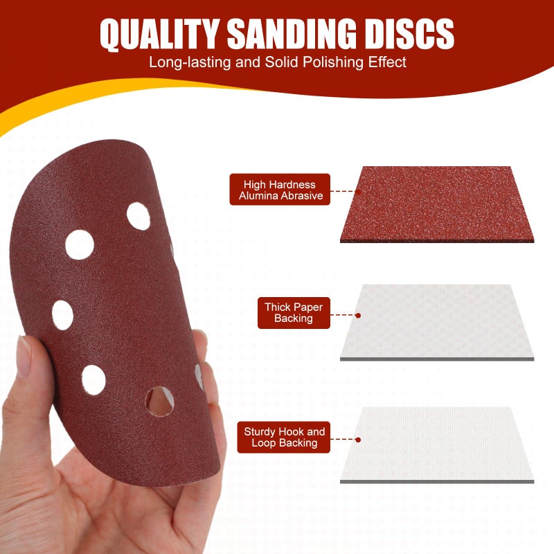 YNZDRWA 70 PCS 5 Inch Sanding Discs, 40 80 120 180 240 320 400 600 800 Grit Hook and Loop Sandpaper for Random Orbital Sander - Image 4
