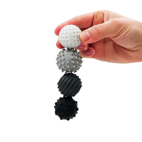ONO Signets Silicone Magnetic Balls with Textured Dimples Bumps and Waves Fun to Play with Fidget Toy for Adults Help Relieve Stress Anxiety Tension Graphite Set of 4 - Image 1