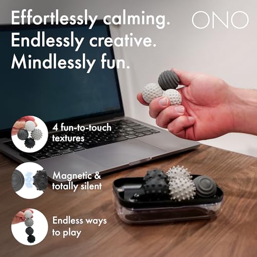 ONO Signets Silicone Magnetic Balls with Textured Dimples Bumps and Waves Fun to Play with Fidget Toy for Adults Help Relieve Stress Anxiety Tension Graphite Set of 4 - Image 5