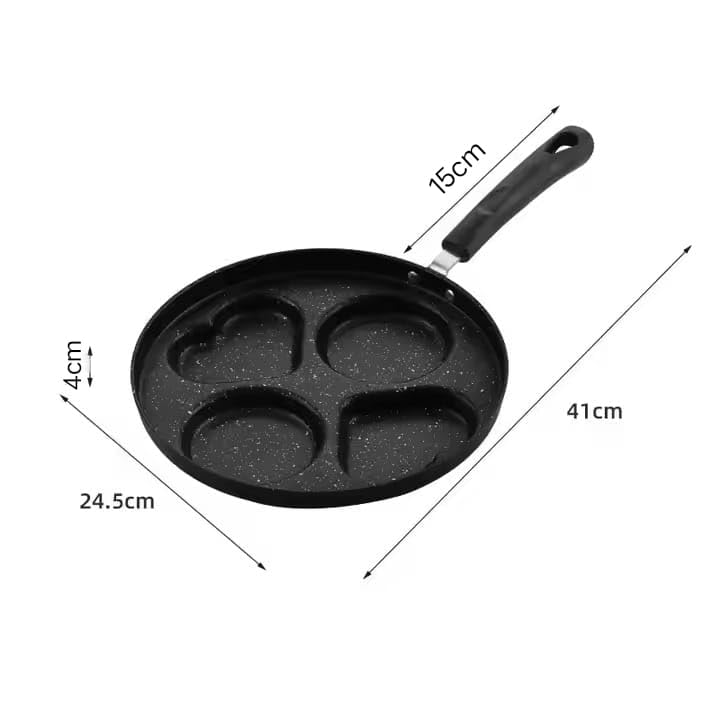SHOPECOM 4 Hole 3in1 Breakfast Maker NonStick Egg Frying Pan for Home Kitchen Small Egg Poacher pan Half Fry Egg pan for Omelets uttapam Pancake 4 Hole Pancake Pan Fried Egg Burger Pan
