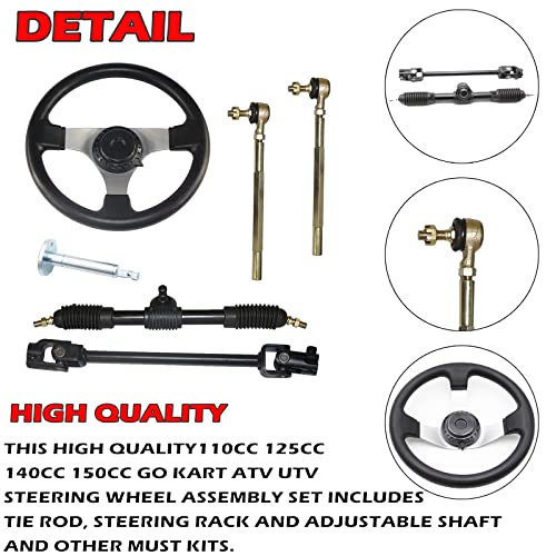 PRO BAT عجلة قيادة كارتينج برو بات 300 مم/11.8'' مجموعة فولاذية مع عمود تروس 420 مم/16.5'' بديل لعمود الربط لكارتينج كارت ATV UTV 110cc 125cc 140cc 150cc - Image 3