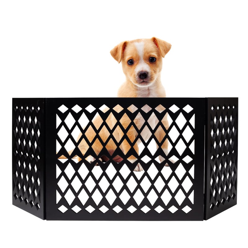 Hoovy Free Standing Pet Gate | Pet Gate for Small Dogs | Free Standing Dog Gate for Stairs | Freestanding Dog Gates for Doorways | Freestanding Pet Gates | Width 23.5-47 inch | Height 18.75 inch (Diamond) - Image 1
