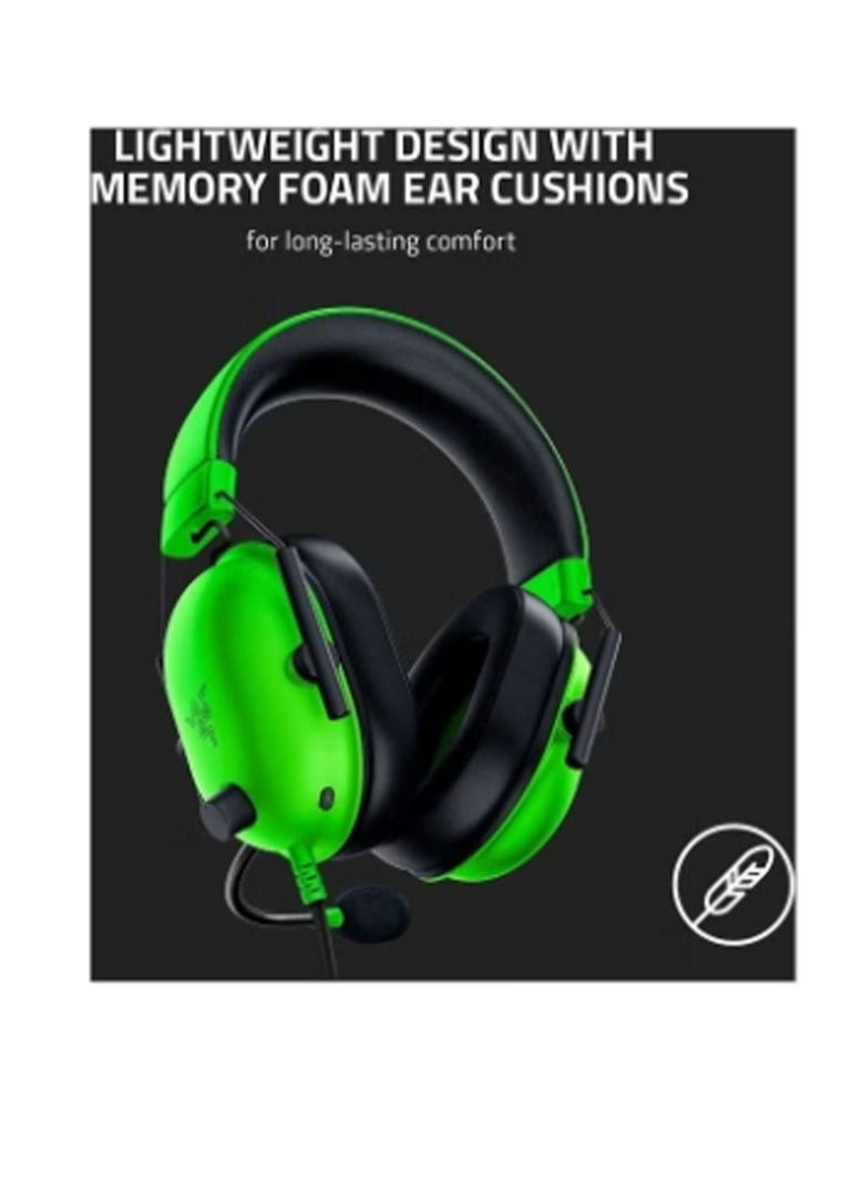 RAZER - Blackshark V2 X Gaming Headset: 7.1 Surround Sound 50mm Drivers Memory Foam Cushion For Pc, Ps4, Ps5, Switch, Xbox One, Xbox Series X & S, Mobile 3.5mm Audio Jack Green, Standard - Image 1