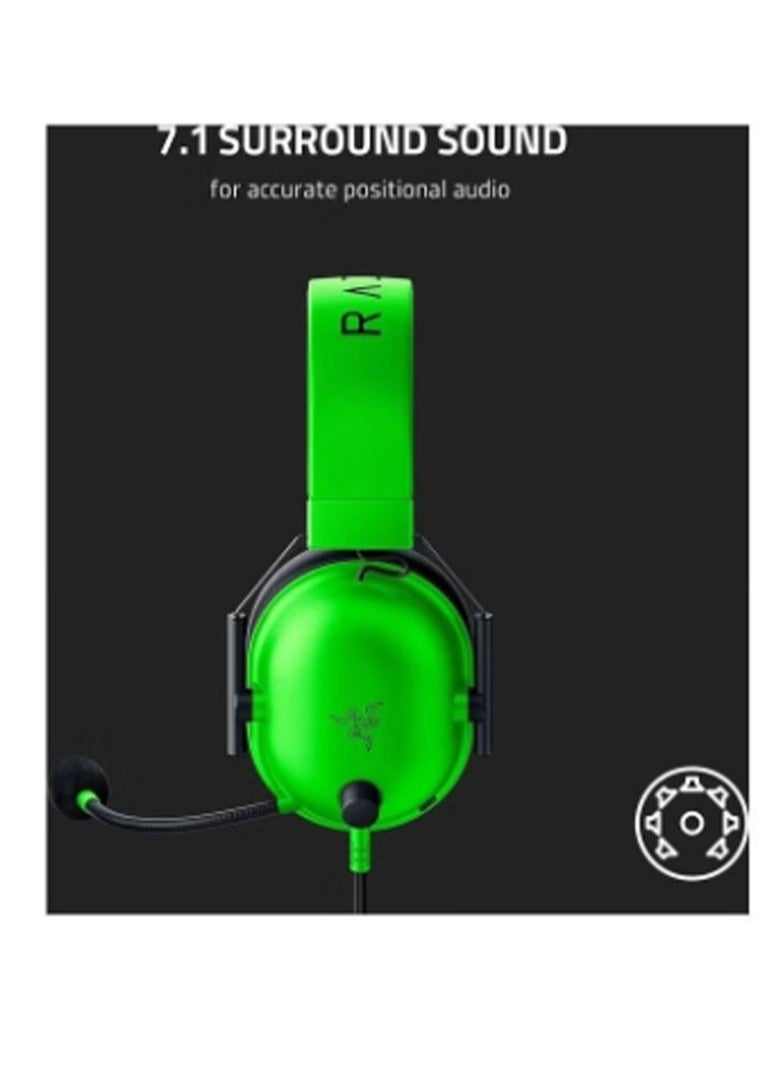 RAZER - Blackshark V2 X Gaming Headset: 7.1 Surround Sound 50mm Drivers Memory Foam Cushion For Pc, Ps4, Ps5, Switch, Xbox One, Xbox Series X & S, Mobile 3.5mm Audio Jack Green, Standard - Image 1