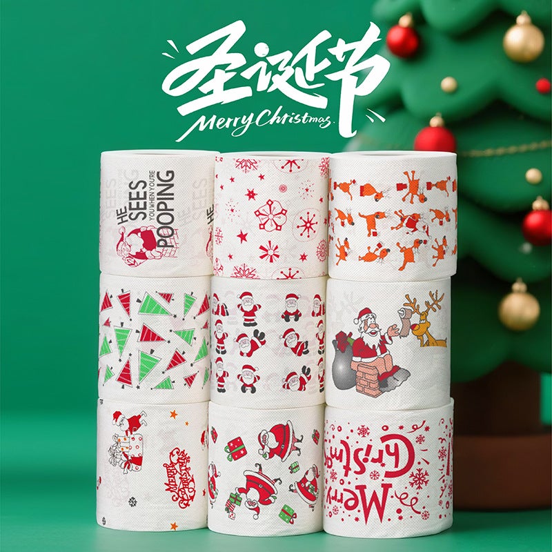 Santa Claus Christmas Pattern Series Printed Toilet Paper Christmas Roll Printed Toilet Paper Christmas Toilet Roll - Image 5