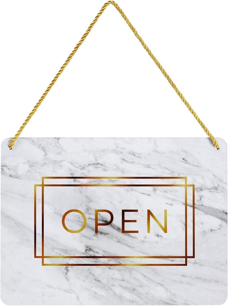 Al Raied ARS® Double Sided Open and Closed Sign for Businesses, Marble Print - 22x29 cm Hanging Sign (2 Pack) - Image 5