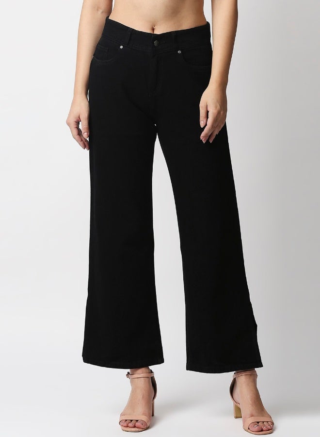 HIGH STAR Women Black Straight Fit High-Rise Jeans  - Image 1