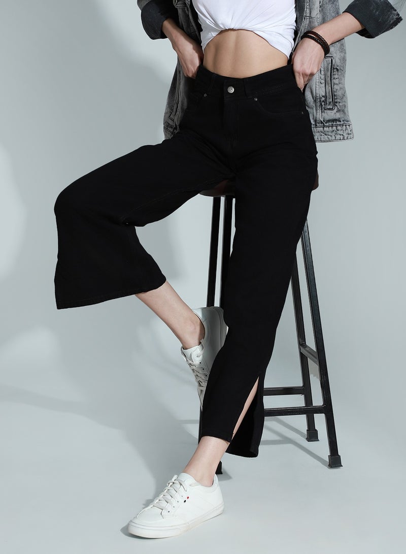 HIGH STAR Women Black Straight Fit High-Rise Jeans  - Image 2