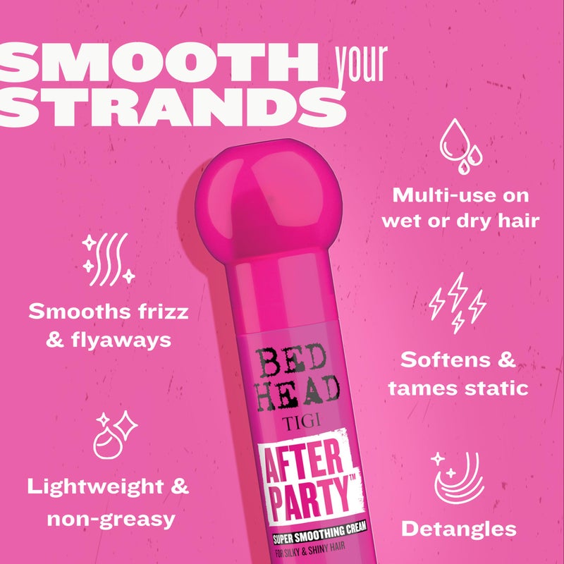 TIGI Bed Head After Party Super Smoothing Cream â€“ Anti Frizz Hair Styling Product, Humidity Protection for Frizzy, Dull, or Coarse Hair, 3.38 fl oz - Image 3