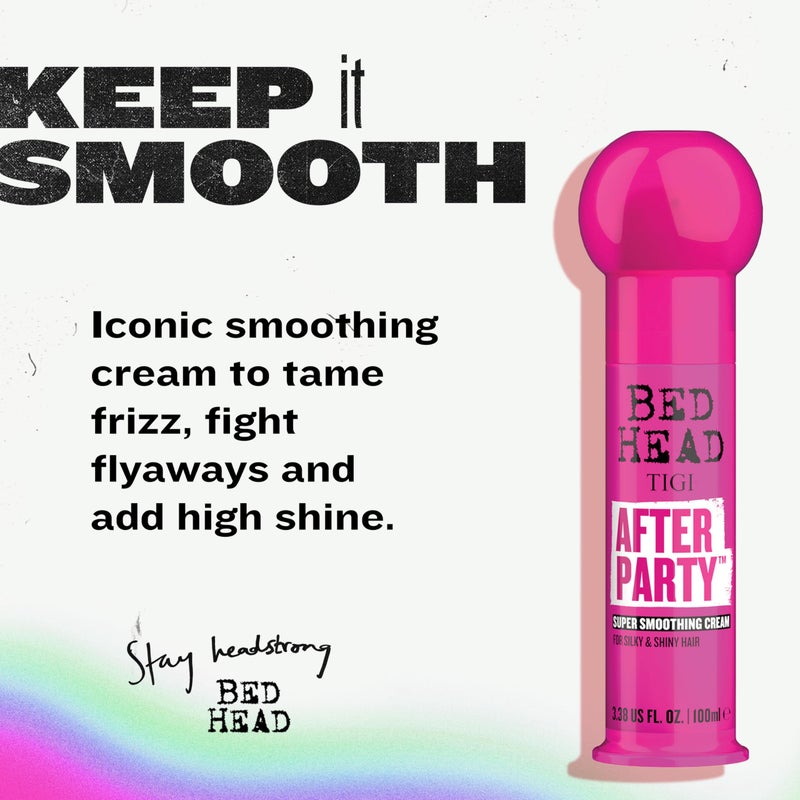 TIGI Bed Head After Party Super Smoothing Cream â€“ Anti Frizz Hair Styling Product, Humidity Protection for Frizzy, Dull, or Coarse Hair, 3.38 fl oz - Image 2