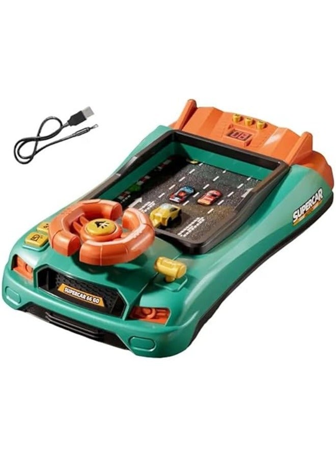 Musical Steering Wheel Toys Toddler Simulated Driving Racing Car Game with Sound Age 3+ Year Old, Interactive Educational Learning Race Car Toy for Boys and Girls Birthday Gift(Green) - Image 1