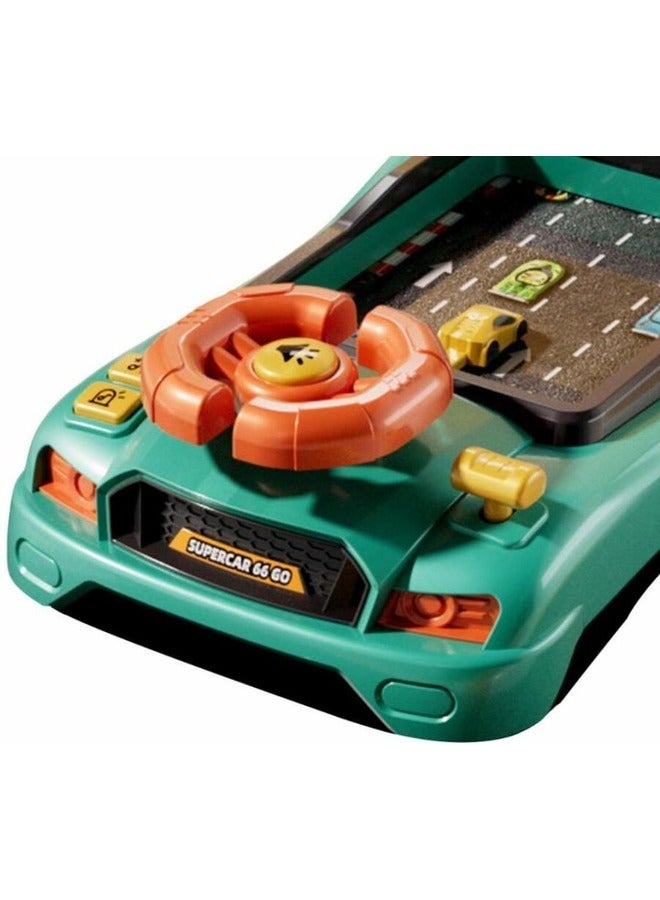 Musical Steering Wheel Toys Toddler Simulated Driving Racing Car Game with Sound Age 3+ Year Old, Interactive Educational Learning Race Car Toy for Boys and Girls Birthday Gift(Green) - Image 4