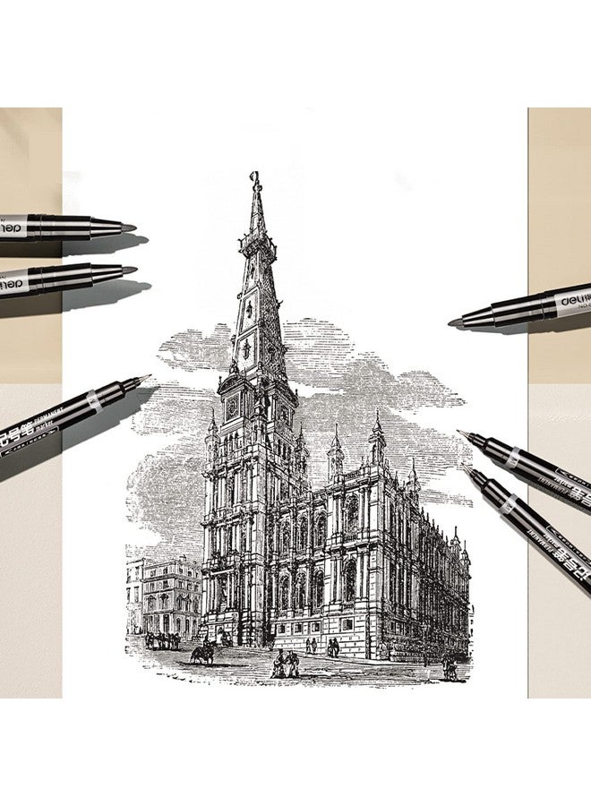 ديلي أقلام تحديد دائمة بطرفين، 12 قطعة، باللون الأسود | رأس رفيع ورأس رفيع للغاية | للتوقيع والعلامات، رائحة منخفضة وغير سامة - Image 5