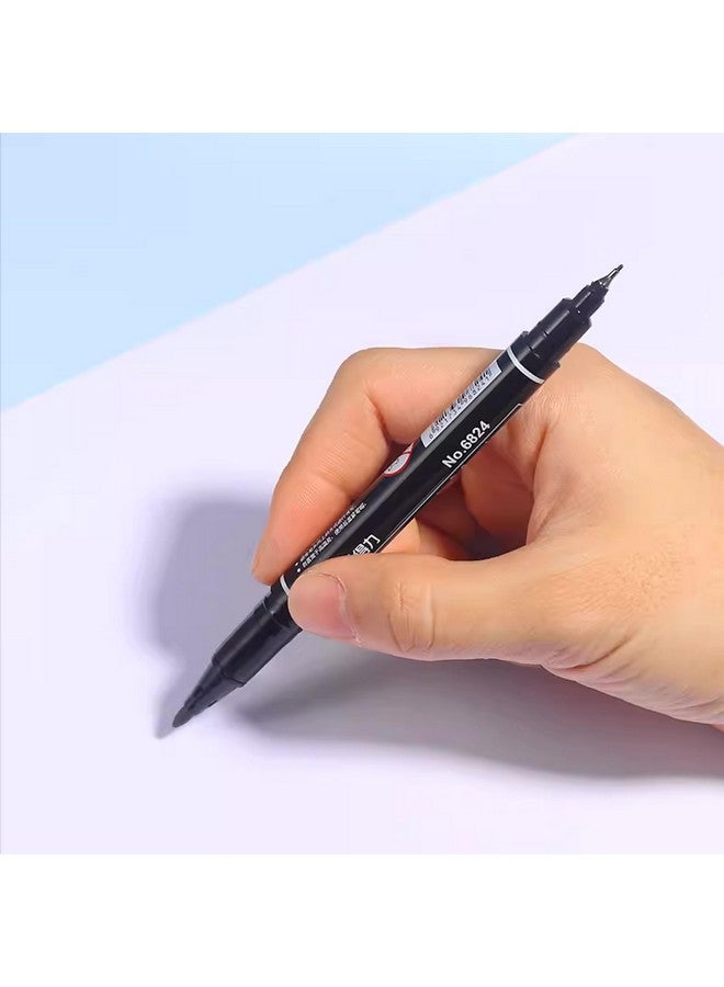ديلي أقلام تحديد دائمة بطرفين، 12 قطعة، باللون الأسود | رأس رفيع ورأس رفيع للغاية | للتوقيع والعلامات، رائحة منخفضة وغير سامة - Image 4