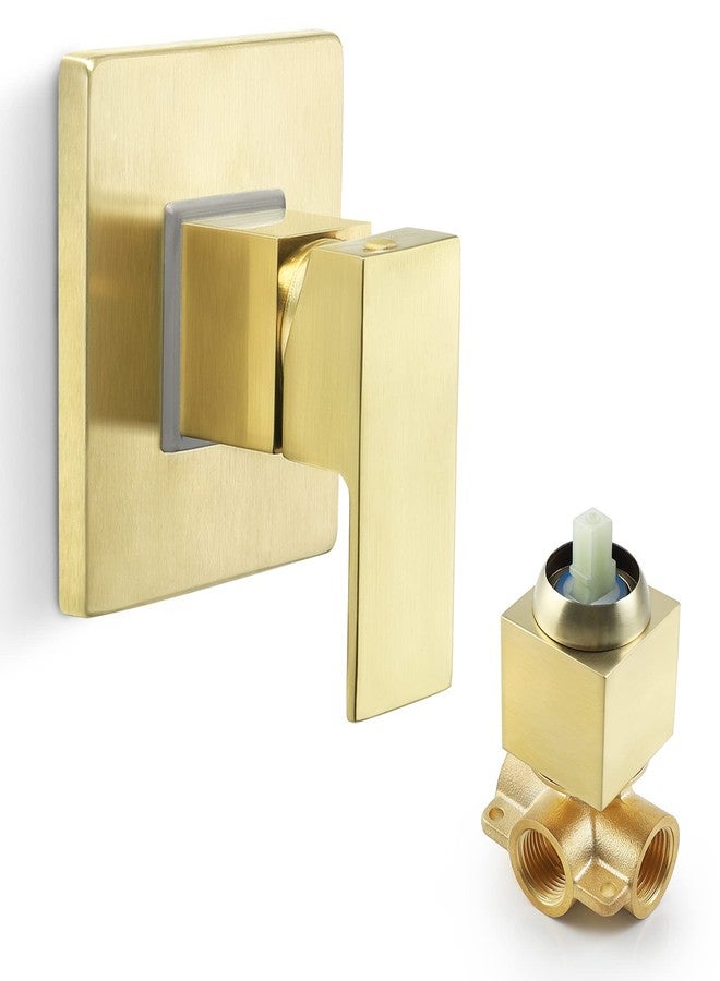 SKOWLL Shower Valve Kit Brushed Gold Shower Handle Valve Trim Kit, Wall Mount Single Function Shower Mixer Control Valve Kit Rough-in Valves Included - Image 1