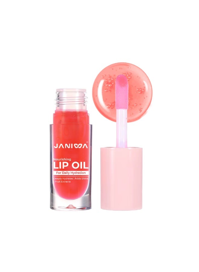 JANIWA Hydrating Lip Oil Gloss with Sweet Cherry Seed Olive Oil and Vitamin E Lightweight Non Sticky Lip Care Oil for Daily Use Rosy Tint - Image 1