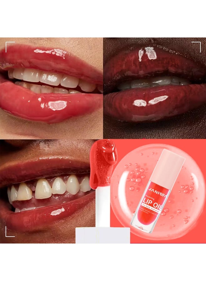 JANIWA Hydrating Lip Oil Gloss with Sweet Cherry Seed Olive Oil and Vitamin E Lightweight Non Sticky Lip Care Oil for Daily Use Rosy Tint - Image 2