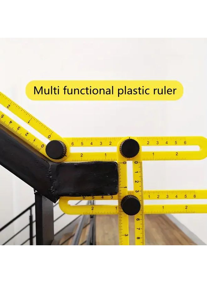 4 In 1 Multi Angle Measurement Tool Yellow ABS Plastic Foldable Ruler - Image 1