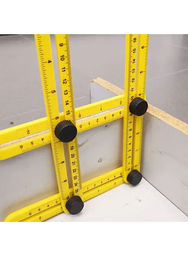 4 In 1 Multi Angle Measurement Tool Yellow ABS Plastic Foldable Ruler - Image 3