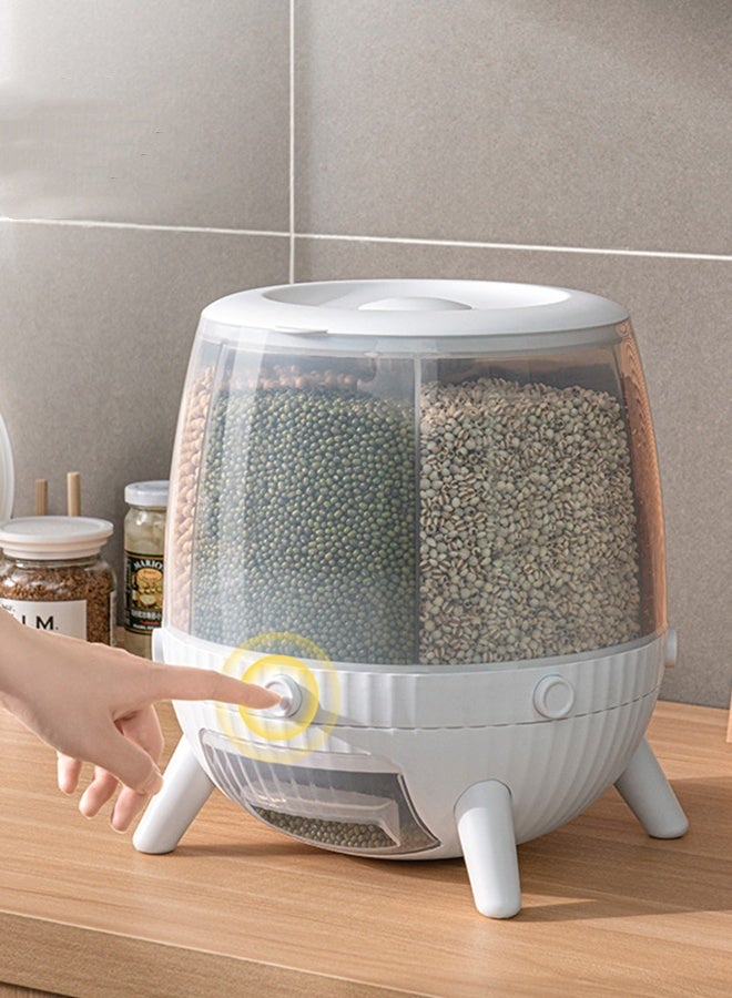 JCB CHIC موزع حاويات تخزين الحبوب، موزع طعام يدور 360 درجة، دلو طعام دائري، حاوية تخزين أرز شفافة، صندوق تخزين فواكه جافة قابل للدوران، خزان للمطبخ المنزلي - Image 4