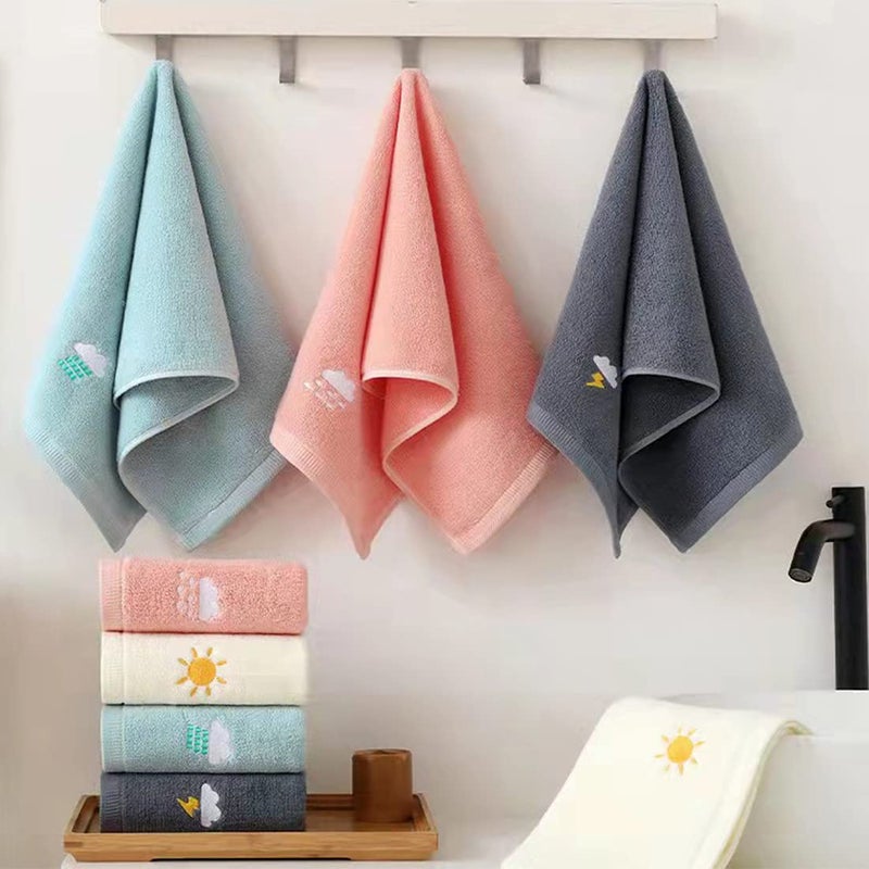 RUIBOLU Hand Towels for Bathroom Set 4 Piece  100% Cotton Bath/ Face Towel Soft Highly Absorbent Towels for Adults and Children for Bathroom Kitchen  14x29 Inch (Pink White Blue Gray) - Image 2