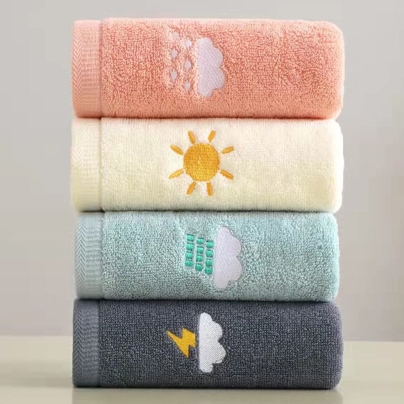 RUIBOLU Hand Towels for Bathroom Set 4 Piece  100% Cotton Bath/ Face Towel Soft Highly Absorbent Towels for Adults and Children for Bathroom Kitchen  14x29 Inch (Pink White Blue Gray) - Image 4
