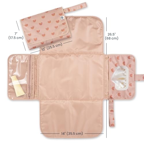 Tiny Twinkle Portable Diaper Changing Pad – Foldable, Waterproof & Compact Travel Changing Mat with Storage | Smart Wipes Pocket for On-The-Go Parents(Boho Rainbow) - Image 2