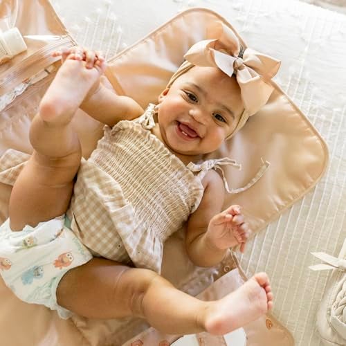 Tiny Twinkle Portable Diaper Changing Pad – Foldable, Waterproof & Compact Travel Changing Mat with Storage | Smart Wipes Pocket for On-The-Go Parents(Boho Rainbow) - Image 3