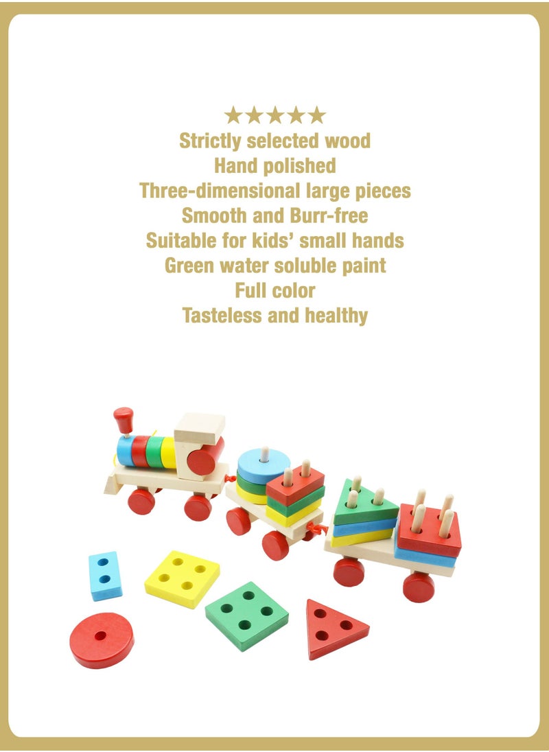 al ostoura toys Montessori Wooden Activity Cube Shape Matching Train Educational Toy  - Image 5
